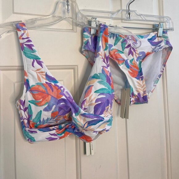 NWT Sea Level Botanica Cross Front Top + Mid Rise Bottom Swim Set 4-6 White - Picture 8 of 15